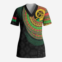 Vanuatu Tribal Tattoo with Namele Leaves Scrub Top - Polynesian Pride