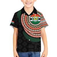 Penama Tribal Tattoo with Namele Leaves Family Matching Off The Shoulder Long Sleeve Dress and Hawaiian Shirt