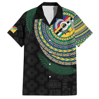 Torba Tribal Tattoo with Namele Leaves Family Matching Off Shoulder Short Dress and Hawaiian Shirt