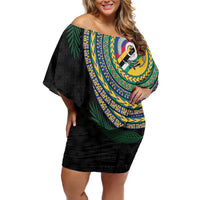 Torba Tribal Tattoo with Namele Leaves Off Shoulder Short Dress