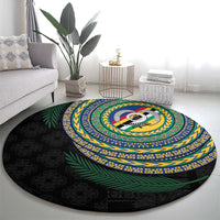 Torba Tribal Tattoo with Namele Leaves Round Carpet