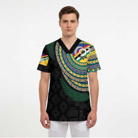 Torba Tribal Tattoo with Namele Leaves Scrub Top - Polynesian Pride