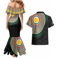 Shefa Tribal Tattoo with Namele Leaves Couples Matching Mermaid Dress and Hawaiian Shirt