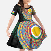 Shefa Tribal Tattoo with Namele Leaves Family Matching Puletasi and Hawaiian Shirt LT03 Daughter's Dress Black - Polynesian Pride