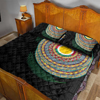 Shefa Tribal Tattoo with Namele Leaves Quilt Bed Set