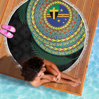 Tafea Tribal Tattoo with Namele Leaves Beach Blanket