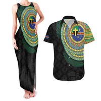 Tafea Tribal Tattoo with Namele Leaves Couples Matching Tank Maxi Dress and Hawaiian Shirt