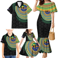 Tafea Tribal Tattoo with Namele Leaves Family Matching Mermaid Dress and Hawaiian Shirt