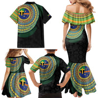 Tafea Tribal Tattoo with Namele Leaves Family Matching Mermaid Dress and Hawaiian Shirt