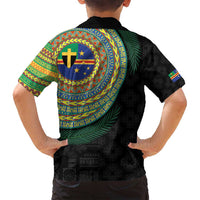 Tafea Tribal Tattoo with Namele Leaves Family Matching Puletasi and Hawaiian Shirt