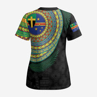 Tafea Tribal Tattoo with Namele Leaves Scrub Top - Polynesian Pride