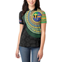 Tafea Tribal Tattoo with Namele Leaves Women Polo Shirt