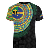 Tafea Tribal Tattoo with Namele Leaves Women V-Neck T-Shirt LT03 - Polynesian Pride