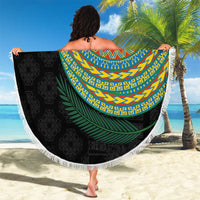 Malampa Tribal Tattoo with Namele Leaves Beach Blanket