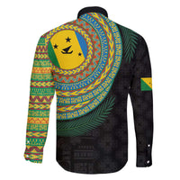 Malampa Tribal Tattoo with Namele Leaves Family Matching Off The Shoulder Long Sleeve Dress and Hawaiian Shirt