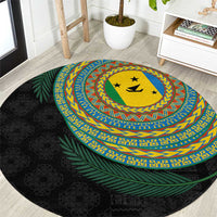 Malampa Tribal Tattoo with Namele Leaves Round Carpet