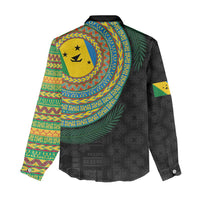 Malampa Tribal Tattoo with Namele Leaves Women Casual Shirt