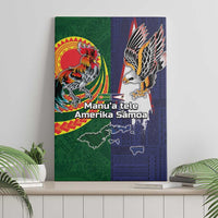 Manuʻa Islands and American Samoa Together Canvas Wall Art Rooster and Eagle Mascot National Map and Flag Style