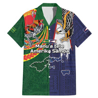 Manuʻa Islands and American Samoa Together Family Matching Mermaid Dress and Hawaiian Shirt Rooster and Eagle Mascot National Map and Flag Style