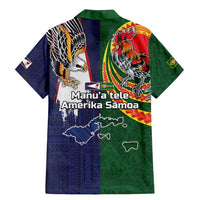 Manuʻa Islands and American Samoa Together Family Matching Mermaid Dress and Hawaiian Shirt Rooster and Eagle Mascot National Map and Flag Style