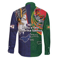 Manuʻa Islands and American Samoa Together Family Matching Summer Maxi Dress and Hawaiian Shirt Rooster and Eagle Mascot National Map and Flag Style