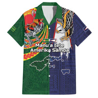 Manuʻa Islands and American Samoa Together Hawaiian Shirt Rooster and Eagle Mascot National Map and Flag Style