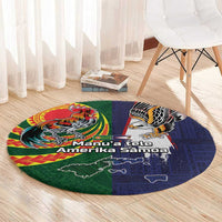 Manuʻa Islands and American Samoa Together Round Carpet Rooster and Eagle Mascot National Map and Flag Style