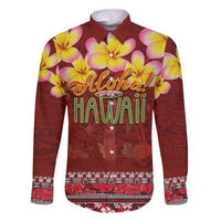 Aloha Plumeria Flowers Family Matching Off The Shoulder Long Sleeve Dress and Hawaiian Shirt With Hawaiian Style Tapa Tribal