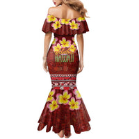 Aloha Plumeria Flowers Mermaid Dress With Hawaiian Style Tapa Tribal LT03 - Polynesian Pride