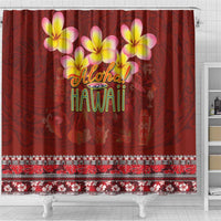 Aloha Plumeria Flowers Shower Curtain With Hawaiian Style Tapa Tribal LT03 - Polynesian Pride