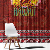 Aloha Plumeria Flowers Window Curtain With Hawaiian Style Tapa Tribal