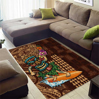 Hawaiian Tiki Mask Surfing Kakau Pattern Area Rug