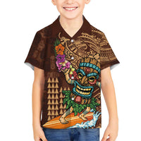 Hawaiian Tiki Mask Surfing Kakau Pattern Kid Hawaiian Shirt