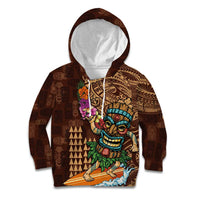 Hawaiian Tiki Mask Surfing Kakau Pattern Kid Hoodie