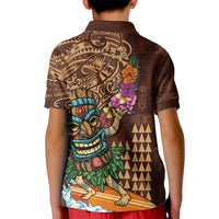 Hawaiian Tiki Mask Surfing Kakau Pattern Kid Polo Shirt