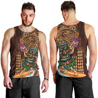 Hawaiian Tiki Mask Surfing Kakau Pattern Men Tank Top