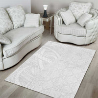 Niue White Sunday Area Rug Hiapo Tribal Art Tattoos - Polynesian Pride