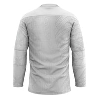 Niue White Sunday Hockey Jersey Hiapo Tribal Art Tattoos - Polynesian Pride