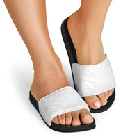 Niue White Sunday Slide Sandals Hiapo Tribal Art Tattoos - Polynesian Pride