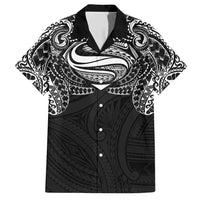 Super Samoan Traditional Tribal Art Tattoos Family Matching Short Sleeve Bodycon Dress and Hawaiian Shirt Black Color - Polynesian Pride