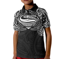 Super Samoan Traditional Tribal Art Tattoos Kid Polo Shirt Black Color - Polynesian Pride