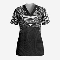 Super Samoan Traditional Tribal Art Tattoos Scrub Top Black Color - Polynesian Pride