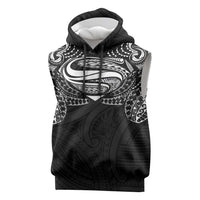 Super Samoan Traditional Tribal Art Tattoos Sleeveless Hoodie Black Color - Polynesian Pride