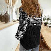 Super Samoan Traditional Tribal Art Tattoos Women Casual Shirt Black Color - Polynesian Pride