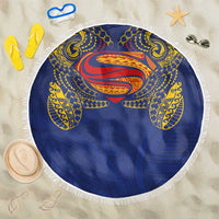 Super Samoan Traditional Tribal Art Tattoos Beach Blanket Blue Color - Polynesian Pride
