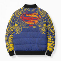 Super Samoan Traditional Tribal Art Tattoos Bomber Puffer Jacket Blue Color - Polynesian Pride