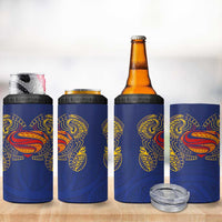 Super Samoan Traditional Tribal Art Tattoos 4 in 1 Can Cooler Tumbler Blue Color - Polynesian Pride