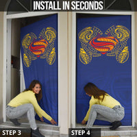 Super Samoan Traditional Tribal Art Tattoos Door Cover Blue Color - Polynesian Pride