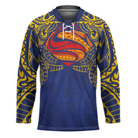 Super Samoan Traditional Tribal Art Tattoos Hockey Jersey Blue Color - Polynesian Pride