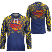 Super Samoan Traditional Tribal Art Tattoos Hockey Jersey Blue Color - Polynesian Pride